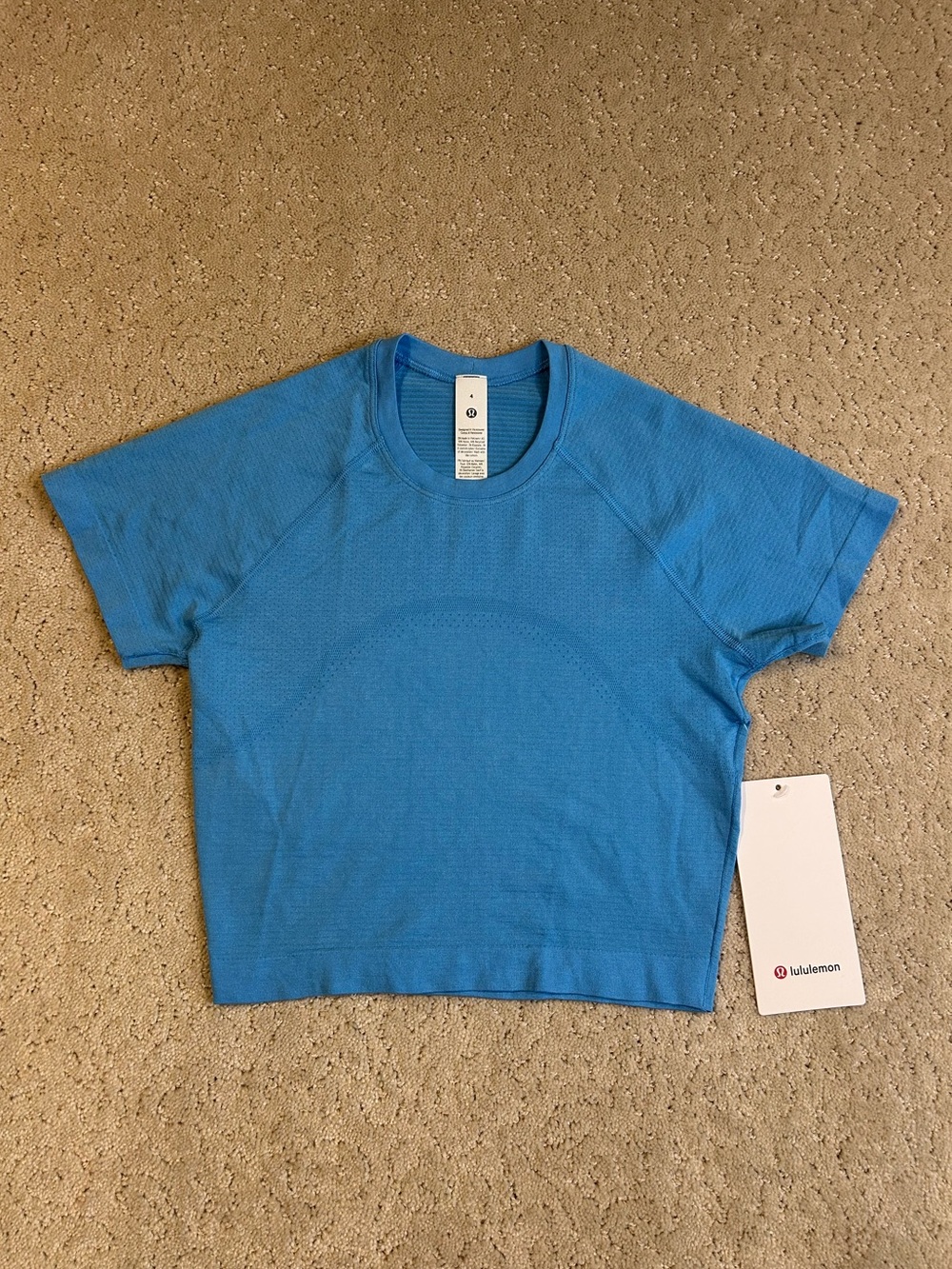 NWT Lululemon Swiftly Tech Cropped Short-Sleeve Shirt 2.0 Sz 4 Ocean Wave